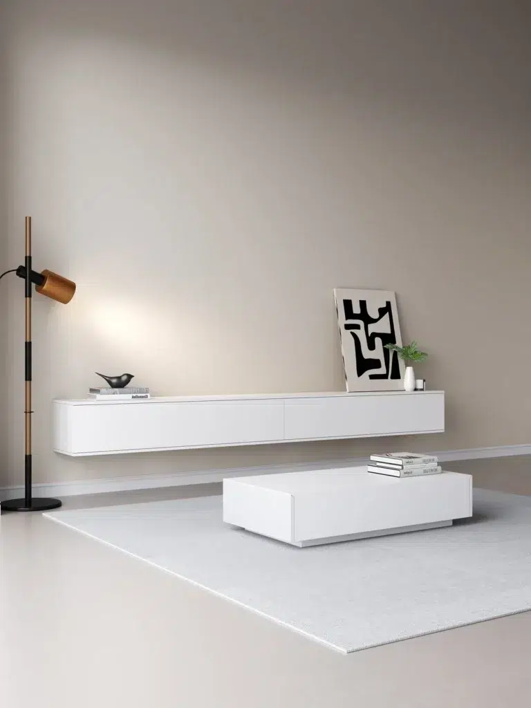 witte houten TV meubel