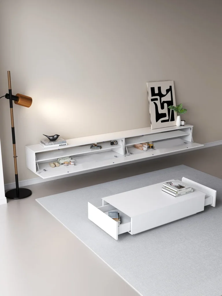 witte houten TV meubel
